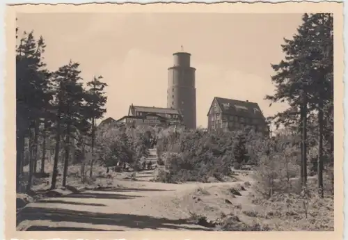 (F6160) Orig. Foto Großer Inselsberg, Turm und Berggasthof, 1950er