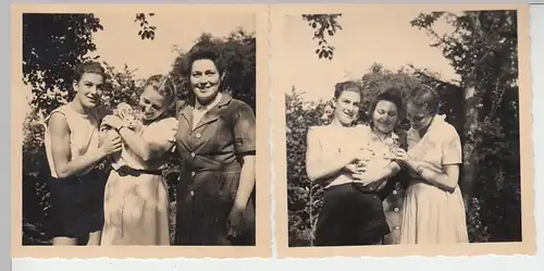 (F6109) 2x Orig. Foto Finsterbergen, Frauen mit Kätzchen, 1953