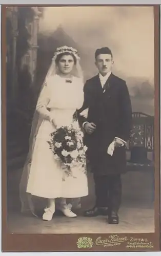(F61) Original Foto um 1900 Hochzeitspaar (Kabinettfoto)