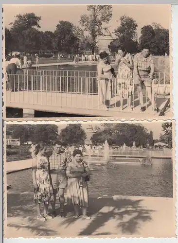 (F6086) 2x Orig. Foto Erfurt, Personen an der Sternwarte, nach 1945