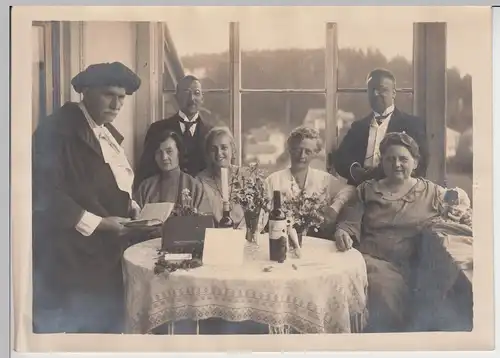 (F6065) Orig. Foto Finsterbergen, Gruppenfoto am Tisch, Jubiläum, Feier, nach 1