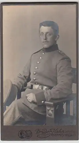 (F602) Orig. Kabinettfoto Soldat, Fotogr. Brüder Hahn, Chemnitz 1914-18