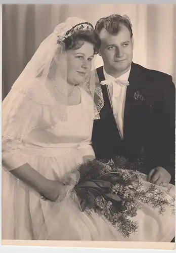 (F5965) Orig. Foto Hochzeitspaar, Atelier Zittau, nach 1945