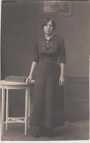 (F5939) Orig. Foto Porträt junge Frau, Studioaufnahme Stollberg i.Erz. vor 1945