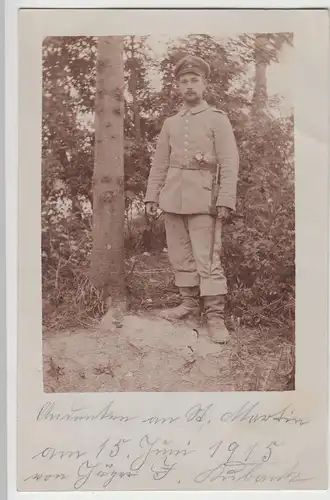 (F5933) Orig. Foto Saint-Martin, 1.WK Soldat im Freien, 15. Juni 1915