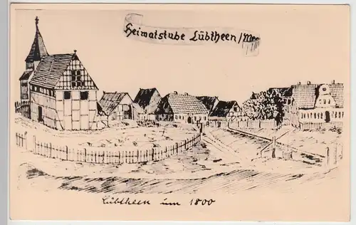 (F5851) Orig. Foto Lübthrrn, Zeichnung um 1800, Foto nach 1945
