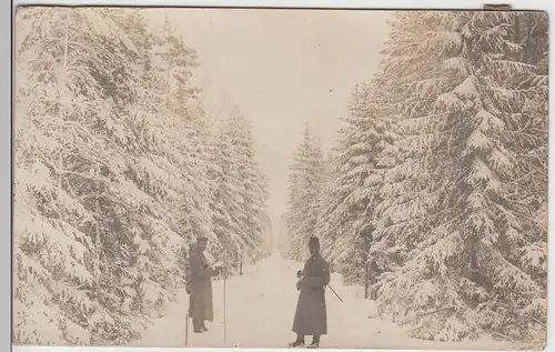 (F5808) Orig. Foto 1.WK Soldaten im Winterwald, 1914-18