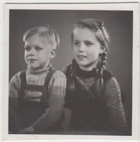(F5710) Orig. Foto Porträt d. Kinder Norbert u. Christa 1949