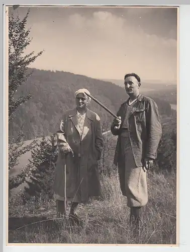 (F5659) Orig. Foto Paar, Wanderer im Weserbergland 1936