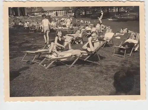 (F5426) Orig. Foto Freibad am Kaiser Friedrich Ufer in Hamburg, Liegewiese 1939