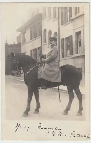 (F5381) Orig. Foto 1.WK Offizier hoch zu Ross, Ulm 1915