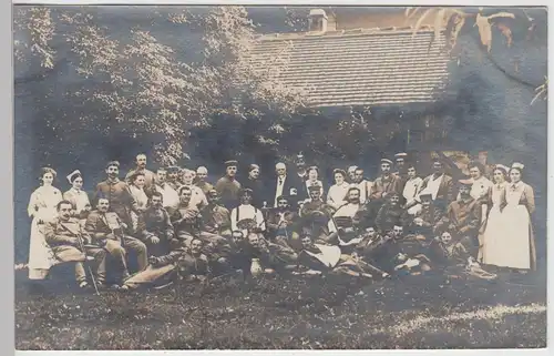 (F5346) Orig. Foto 1.WK Lazarett, Gruppenfoto mit Schwestern, 1914 - 18