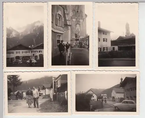 (F5257) 5x Orig. Foto Mittenwald, Ortsansichten um 1959
