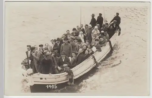 (F4711) Orig. Foto Personen im Fährboot, Nordseebad, Helgoland? 1920er