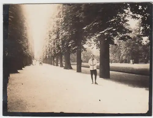 (F4658) Orig. Foto Bad Pyrmont, Junge im Kurpark, Allee, Pfingsten 1924