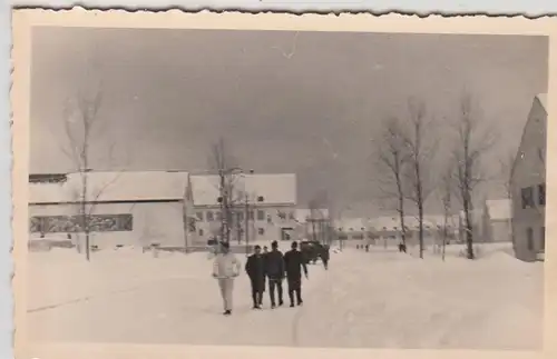 (F4102) Orig. Foto große Gebäude, Hallen Kaserne? Im Winter 1940er