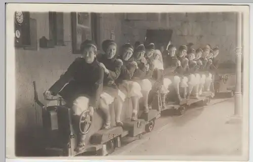 (F3948) Orig. Foto Bergwerk Berchtesgaden, Gruppenfoto a.d. Bergbahn 1935