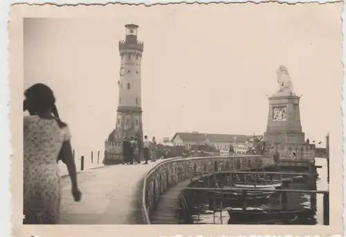 (F3930) Orig. Foto Lindau, Hafeneinfahrt, Weg zum Leuchtturm 1935