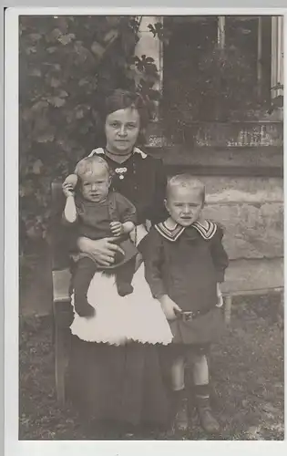 (F3741) Orig. Foto Frau mit Kinder Horst u. Erhard 1917