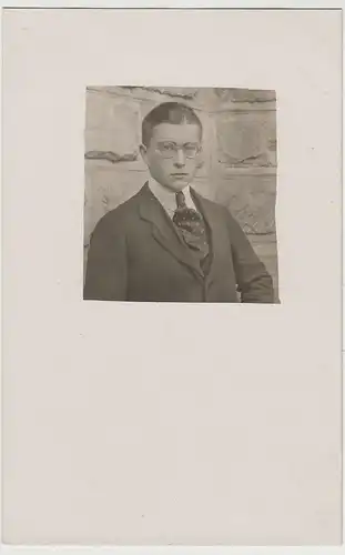 (F3683) Orig. Foto Porträt junger Mann mit Brille, 1920/30er