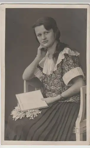 (F3674) Orig. Foto Kabinettfoto, junge Frau Charlotte Dressel, 1920er