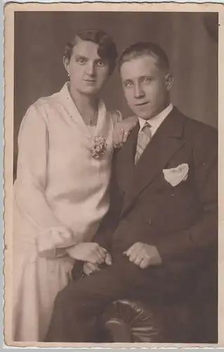 (F3611) Orig. Foto Kabinettfoto, junges Paar in Glauchau vor 1945