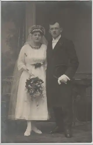 (F3607) Orig. Foto Kabinettfoto, Hochzeitspaar vor 1945
