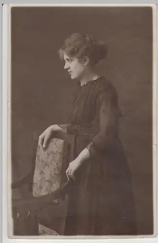 (F3306) Orig. Foto Porträt junge Frau, Fotograf Frankfurt a. O. 1913