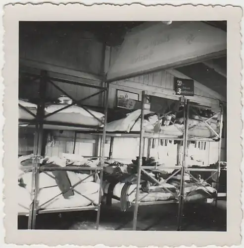 (F3266) Orig. Foto Unterkunft, Arbeitsdienstlager, Doppelstockbetten, vor 1945