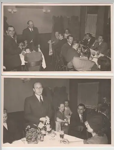 (F3198) 3x Orig. Foto Personen in Gaststätte, Besprechung, Versammlung nach 1945