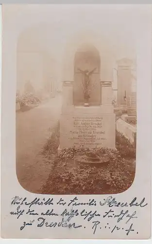 (F3153) Orig. Foto Dresden, Alter Katholischer Friedhof, Grabmal Streubel 1912
