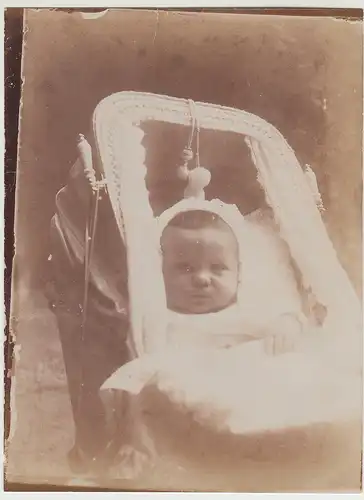 (F30870) Orig. Foto Kleinkind im Kinderwagen, Potsdam Juni 1909