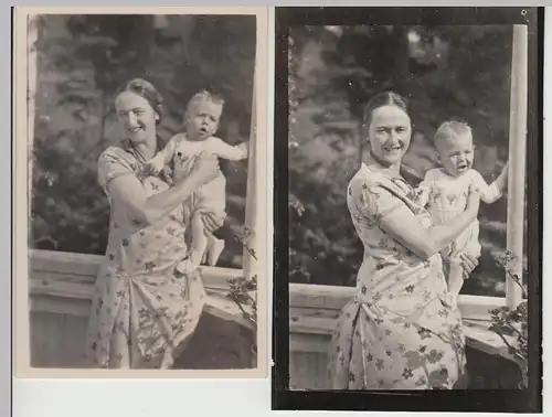 (F30827) 2x Orig. Foto Frau mit Kleinkind auf dem Arm 1927