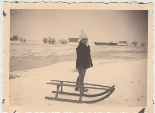 (F30800) Orig. Foto Magdeburg, Schlittenfahrt im Stadtpark Rotehorn 1930