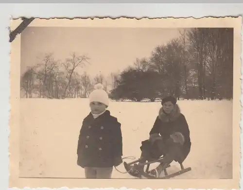 (F30799) Orig. Foto Magdeburg, Schlittenfahrt im Stadtpark 1930