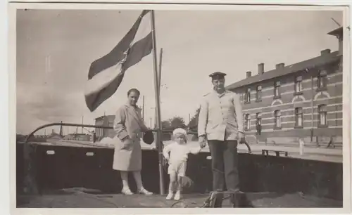 (F30766) Orig. Foto Personen auf Schiff Stationstender Frauenlob, Ostsee 1929