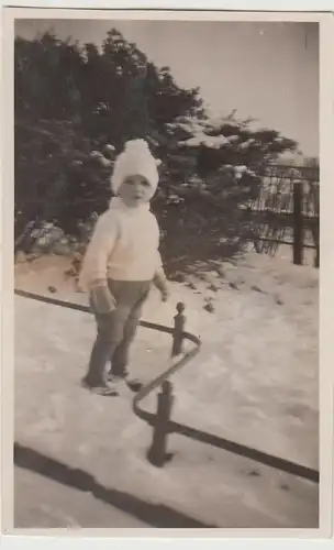 (F30747) Orig. Foto Magdeburg, Kind Klaus a. Fürstenwall im Winter 1929