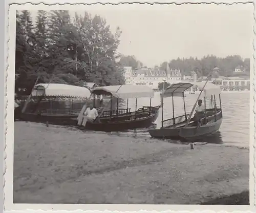 (F30580) Orig. Foto Bled, Boote am Ufer 1930