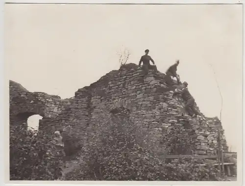 (F30563) Orig. Foto Personen an der Ruine Polle/Weser 26.10.1930