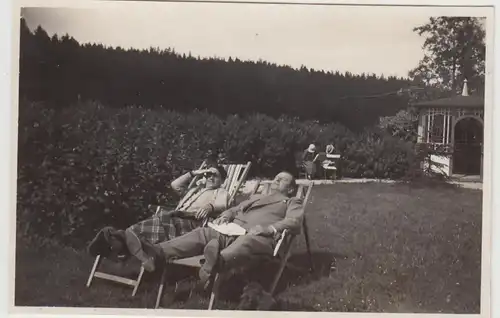 (F30421) Orig. Foto Paar auf Liegestuhl, Park Hahnenklee 1930