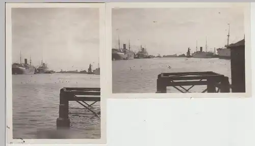 (F30282) 2x Orig. Foto Bremerhaven, Schiffe im Hafen 1930