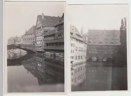 (F30209) 2x Orig. Foto Nürnberg, an der Pegnitz, Hl. Geist Spital 1920er