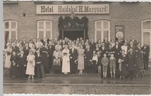 (F30051) Foto AK Hochzeitsgesellschaft vor Hotel Heidehof H. Marquardt 1936