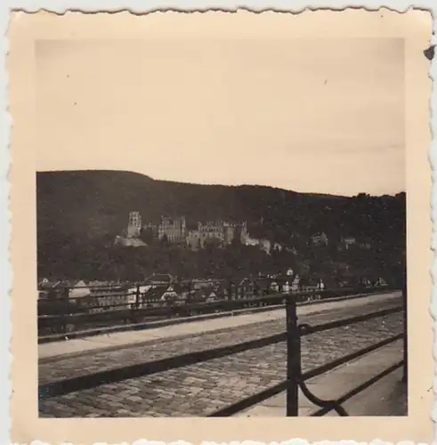 (F30025) Orig. Foto Heidelberg, Blick von Brücke zum Schloss 1936