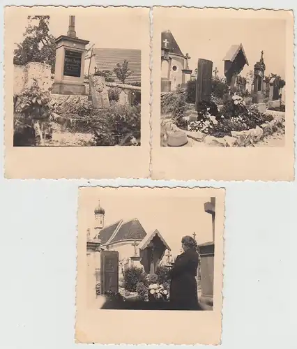(F29971) 3x Orig. Foto Friedhof, Gräber v. Alois Ziegler, Hans Unger 1936