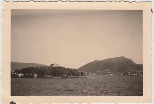 (F29938) Orig. Foto Bergen in Norwegen, Blick vom Dampfer 1930er