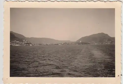 (F29937) Orig. Foto Bergen in Norwegen, Blick vom Dampfer 1930er