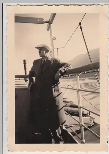 (F29914) Orig. Foto junger Mann auf dem Dampfer >Der Deutsche< 1930er