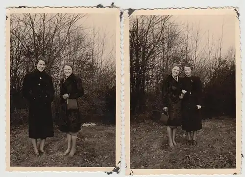 (F29895) 2x Orig. Foto Frauen, Spaziergang in oder bei Braunschweig 1940