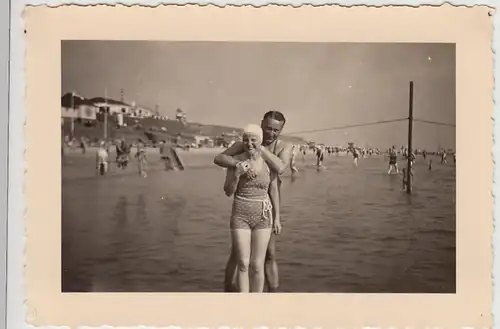(F29869) Orig. Foto Borkum, Badegäste im Wasser 1939